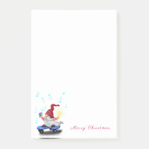 Merry Christmas - Happy Skater Gnome with Gifts Post-it Notes