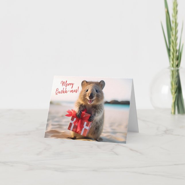 Merry Christmas Happy Smiling Quokka Selfie -  Card (Front)