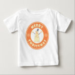 Merry Christmas happy snowman famous coffe style Baby T-Shirt<br><div class="desc">Famous coffe style logo with Merry Christmas typography</div>