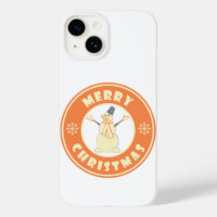 Merry Christmas happy snowman famous coffe style