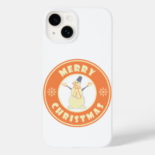 Merry Christmas happy snowman famous coffe style Case-Mate iPhone 14 Case