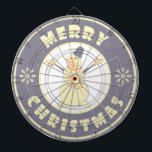 Merry Christmas happy snowman famous coffe style Dartboard<br><div class="desc">Famous coffe style logo with Merry Christmas typography</div>