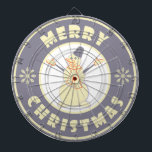 Merry Christmas happy snowman famous coffe style Dartboard<br><div class="desc">Famous coffe style logo with Merry Christmas typography</div>