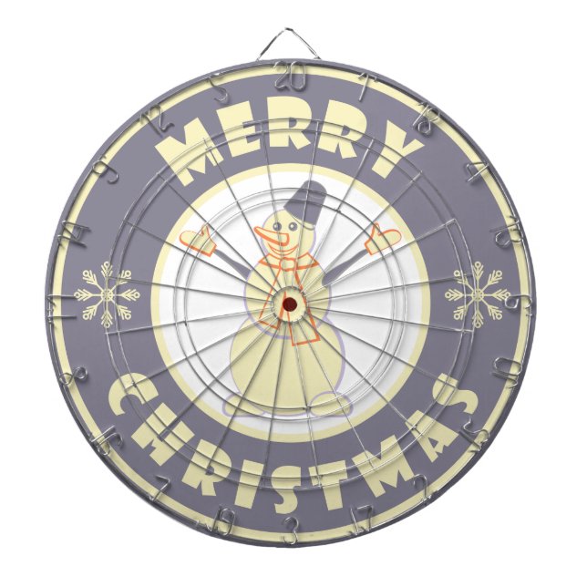 Merry Christmas happy snowman famous coffe style Dartboard (Front)