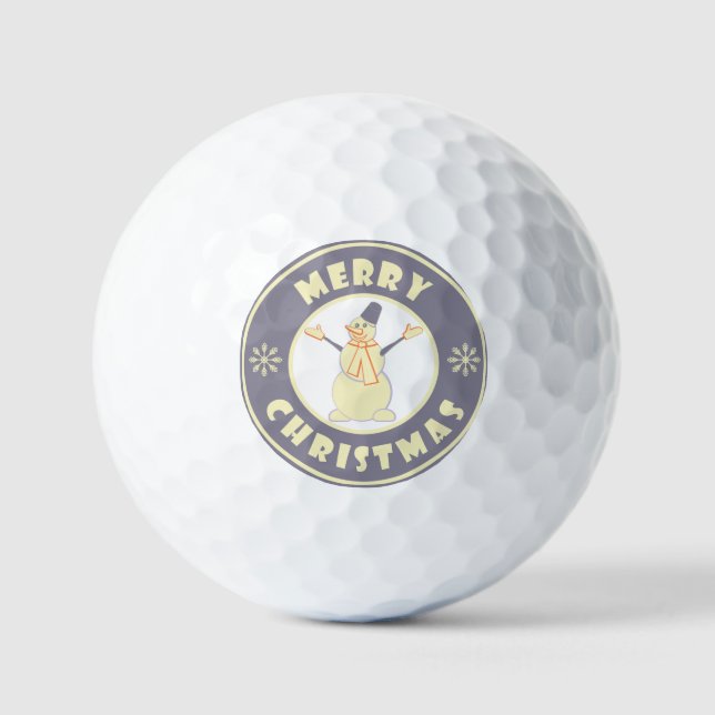 Merry Christmas happy snowman famous coffe style Golf Balls (Front)