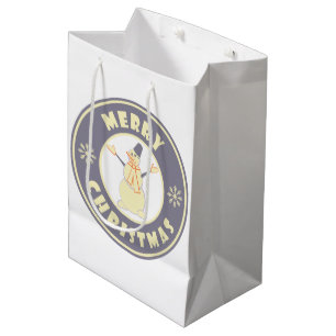 Merry Christmas happy snowman famous coffe style Medium Gift Bag