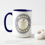 Merry Christmas happy snowman famous coffe style Mug<br><div class="desc">Famous coffe style logo with Merry Christmas typography</div>