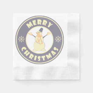 Merry Christmas happy snowman famous coffe style Napkin