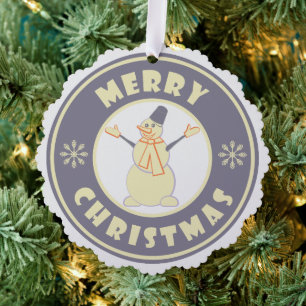 Merry Christmas happy snowman famous coffe style Ornament Card