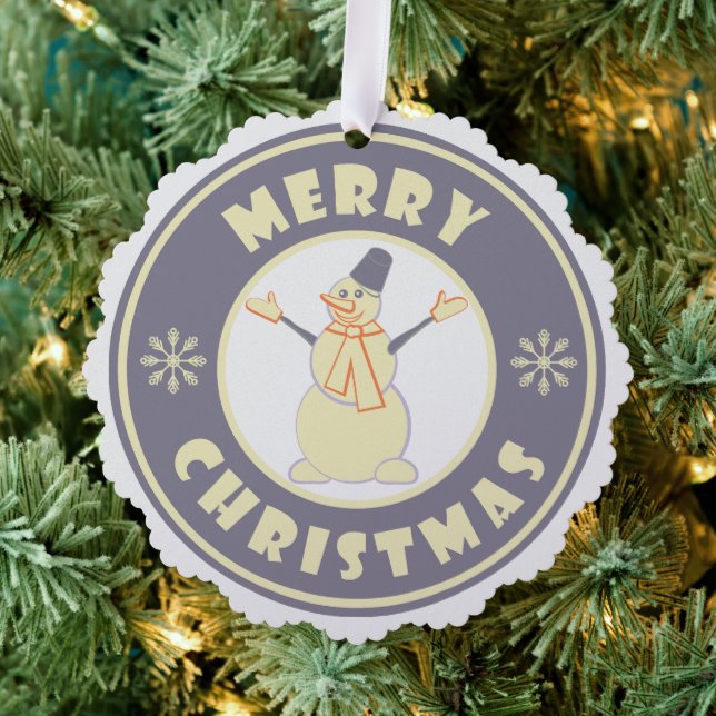 Merry Christmas happy snowman famous coffe style Ornament Card (Insitu (Tree))