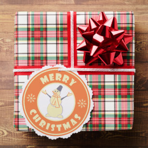 Merry Christmas happy snowman famous coffe style Ornament Card