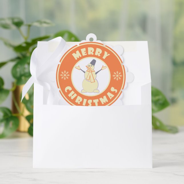 Merry Christmas happy snowman famous coffe style Ornament Card (Envelope)