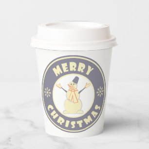 Merry Christmas happy snowman famous coffe style Paper Cups