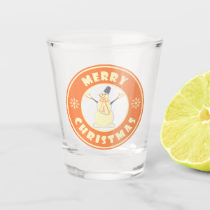 Merry Christmas happy snowman famous coffe style Shot Glass