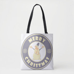 Merry Christmas happy snowman famous coffe style Tote Bag