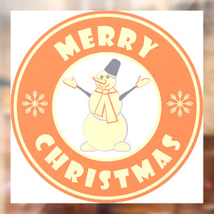 Merry Christmas happy snowman famous coffe style Window Cling
