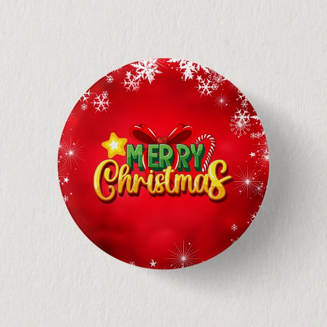 Merry Christmas Happy Xmas Red Green Holiday Funny 1 Inch Round Button (Front)