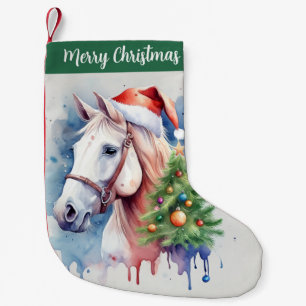Merry Christmas Hat Festive Horse -  Small Christmas Stocking