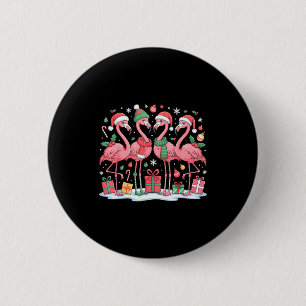 Merry Christmas Hat Santa Flamingo Light Christmas 2 Inch Round Button