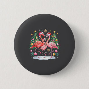 Merry Christmas Hat Santa Flamingo Light Christmas 2 Inch Round Button