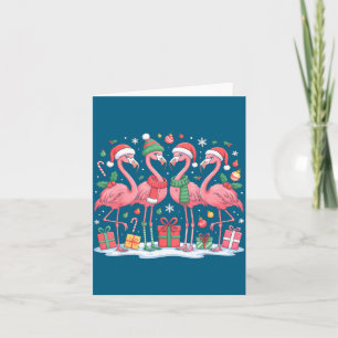 Merry Christmas Hat Santa Flamingo Light Christmas Card