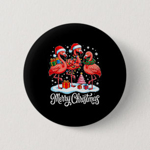 Merry Christmas Hat Santa Flamingo Light Xmas Wome 2 Inch Round Button