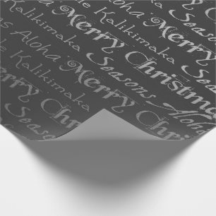Merry Christmas Hawaiian Aloha Merry Silver Grey Wrapping Paper