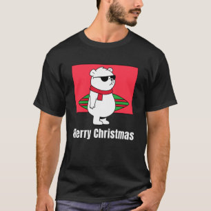 Merry Christmas Hawaiian Surfing Polar Bear T-Shirt