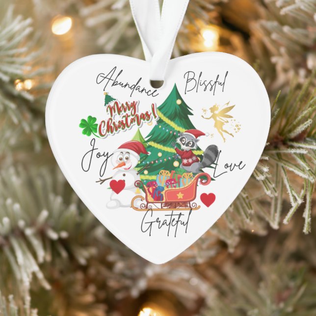 Merry Christmas Heart Ornament | Joy&Love Design (Tree)