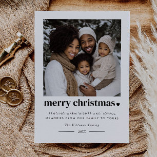 Merry Christmas Heart Photo Holiday Card