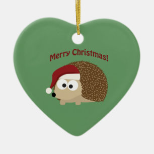 Merry Christmas! Hedgehog Ceramic Ornament