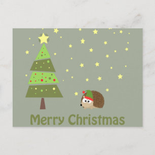Merry Christmas Hedgehog Holiday Scene