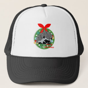 merry christmas hedgehog trucker hat