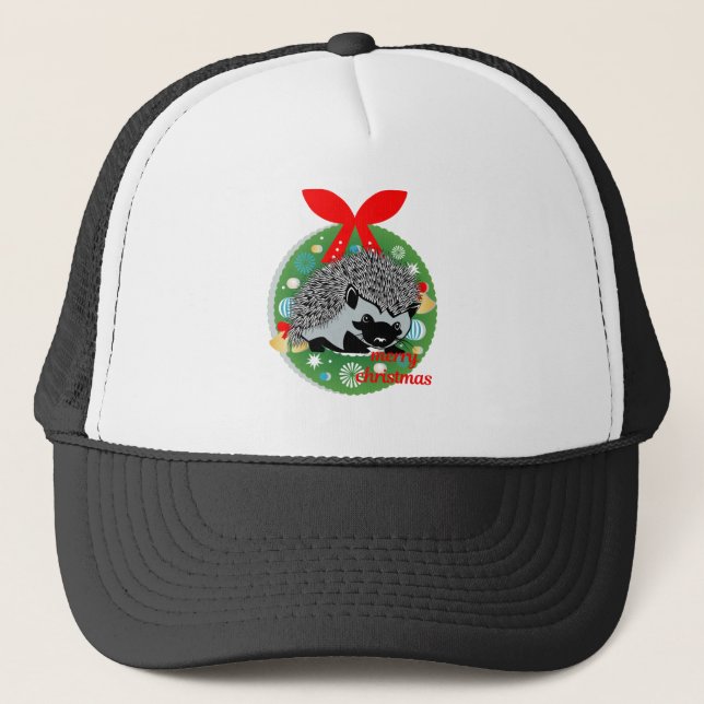 merry christmas hedgehog trucker hat (Front)