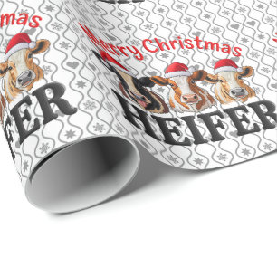 Merry Christmas Heifer Funny Cow Xmas Holiday Wrapping Paper