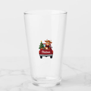 Merry Christmas Highland Cow Christmas Tree Red Tr Glass