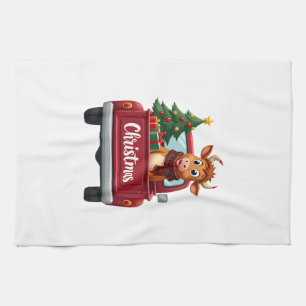 Merry Christmas Highland Cow Christmas Tree Red Tr Kitchen Towel