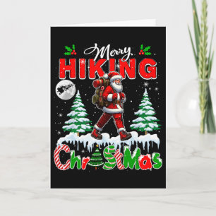 Merry Christmas Hiking Colorful Santa Xmas Tree Li Card