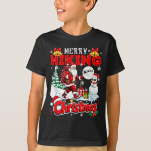 Merry Christmas Hiking Santa Snowman Funny Sport T-Shirt