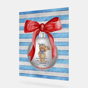 Merry Christmas Hilton Head Island Bear Ornament Acrylic Sign