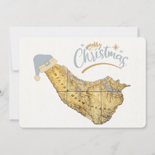 Merry Christmas Hilton Head Island Map Coastal Holiday Card
