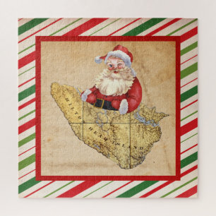 Merry Christmas Hilton Head Island Map with Santa Jigsaw Puzzle