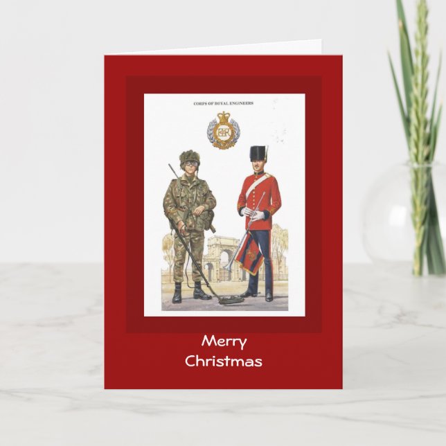 Merry Christmas, Historic uniforms,Royal Engineers Holiday Card (Front)