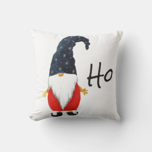 Merry Christmas, Ho Ho Ho Christmas Elf Blue Hat Throw Pillow