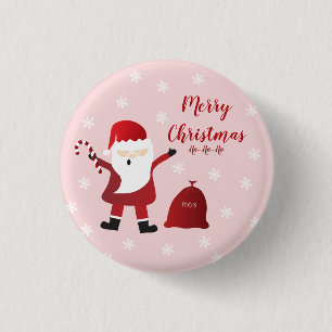 Merry Christmas Ho Ho Ho Santa Claus 1 Inch Round Button