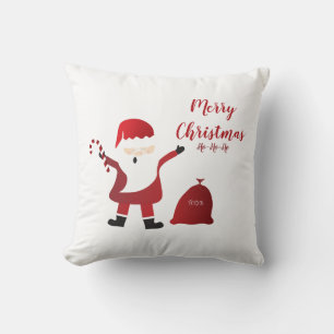 Merry Christmas Ho Ho Ho Santa Claus Red Throw Pillow