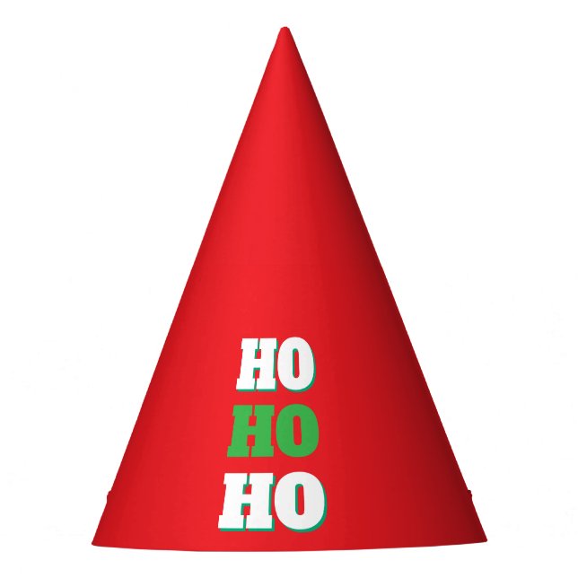 Merry Christmas HoHoHo Party Minimalist Plain Party Hat (Front)