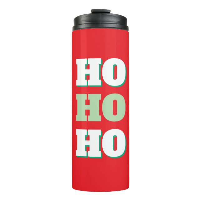 Merry Christmas HoHoHo Party Minimalist Plain Thermal Tumbler (Front)