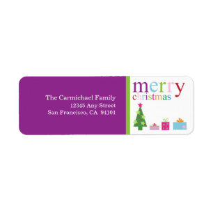 Merry Christmas Holiday Address Labels (purple)