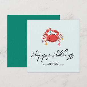 Merry Christmas   Holiday Beach Crab Card